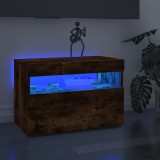 VidaXL Comodă TV cu lumini LED, stejar fumuriu, 60x35x40 cm