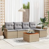 vidaXL Set de canapea pentru grădină , 6 piese cu perne, bej, ratan sintetic, acacia