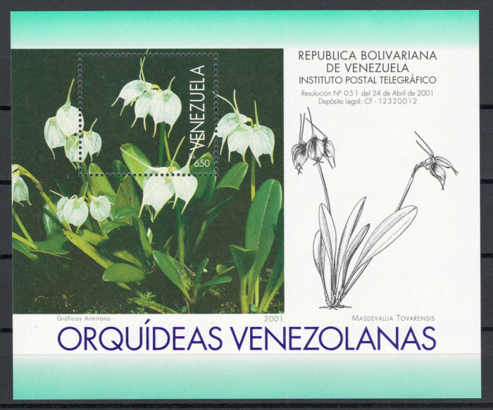 Venezuela 2001 Mi 3441 bl 66 MNH - Orhidee