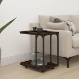 VidaXL Masă laterală cu roți stejar fumuriu 50x35x55,5cm lemn compozit
