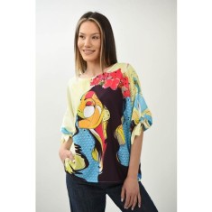 BLUZA CU MANECA SCURTA OVERSIZE MELEK MULTICOLORA TALIE UNICA Multicolora