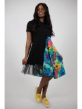 Cumpara ieftin ROCHIE MIDI ASIMETRICA CU MANECA SCURTA SI TUL SPLENDIDOZZO TALIE UNICA Multicolora