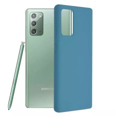 Husa Samsung Galaxy Note 20 Silicon Albastru Slim Mat cu Microfibra SoftEdge