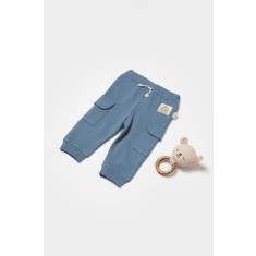 Pantaloni cu buzunare laterale, Two thread, 100%bumbac organic - Indigo, BabyCosy (Marime: 6-9 luni)