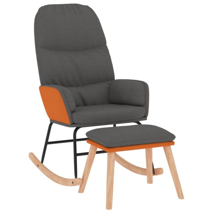 Scaun balansoar cu taburet, gri inchis, textil