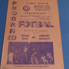 Program meci fotbal OTELUL GALATI - CORVINUL HUNEDOARA (21.08.1988)