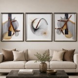 Tablou Decorativ Eleganta Cailor,60 x 80 cm + 80 x 80 cm + 60 x 80 cm,Sticla si MDF