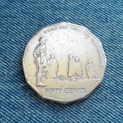 1a - 50 Cents 2005 Australia / WW2 Moneda comemorativa 1939 - 1945 foto