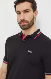 Cumpara ieftin BOSS Green tricou polo bărbați, culoarea negru, cu imprimeu 50506193