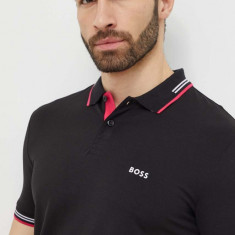 BOSS Green tricou polo bărbați, culoarea negru, cu imprimeu 50506193