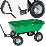 Carucior Gradina Verde Basculant 250kg, 4 Roti, 50x20cm, Roaba Transport Marfa, Curte, Uz Gospodaresc