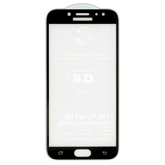 Folie protectie ecran din sticla securizata curbata Galaxy J7 (2017) pentru tot ecranul 5D FULL GLUE, Neagra