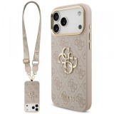 Husa pentru Apple iPhone 18 Pro Max / 17 Pro Max, Guess, Big 4G Classic Logo &amp; Big Strap Metal Buttons, Roz