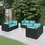 Gossi set mobilier de gradina cu perne, 6 piese, negru, poliratan