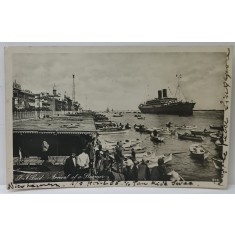 PORT SAID , ARRIVAL OF A STREAMER , FOTOGRAFIE TIP CARTE POSTALA , 1931