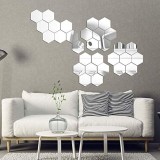 Cumpara ieftin Set Oglinzi Design Hexagon - Oglinzi Decorative Acrilice Silver MyStyle Luxury Home 10 bucati/set 12-14 cm