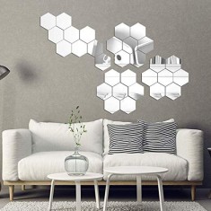Set Oglinzi Design Hexagon - Oglinzi Decorative Acrilice Silver MyStyle Luxury Home 10 bucati/set 12-14 cm