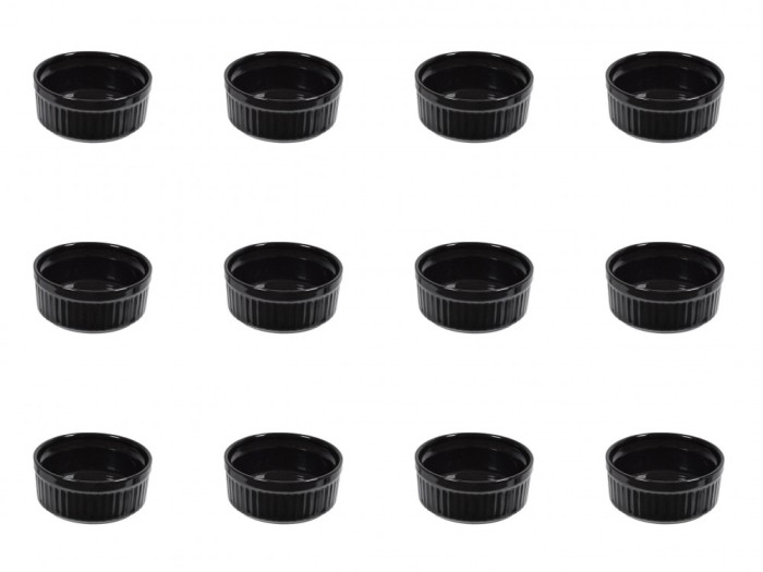 Set boluri, 12 piese, 60 ml, Portelan, Negru