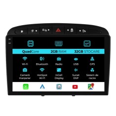 Navigatie Dedicata Peugeot 308 408 (2008-2013), 9Inch, 2Gb Ram, 32Gb Stocare, Carplay
