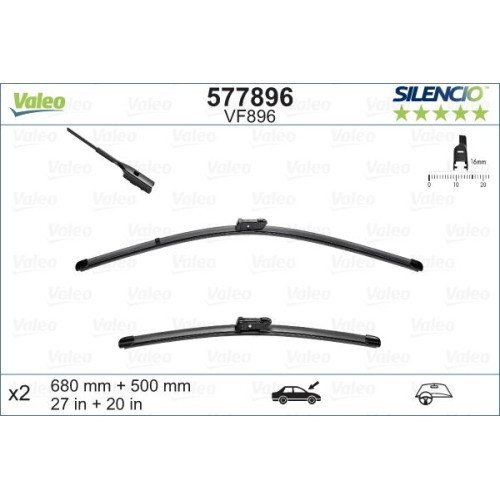 Set stergatoare parbriz Valeo 577896, Audi Q7 (4M) 06.2015-12.2019, fata 500+650 mm