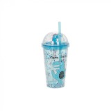 Pahar cu pai, capac si confetti, Dinozaur, 475 ml, 16x10 cm, Plastic, ATU-080336