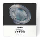 Prezervative SATISFYER Premium Condoms L, din latex, lubrifiate, design modern, diametru 57 mm, 100 bucăți