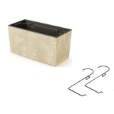Jardiniera decorativa, suport metalic, crem, 39.5x18.5x19.5 cm, Urbi Case Beton Effect W, Prosperplast