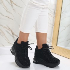 Sneakers dama cu Platforma Negri din Piele Ecologica Intoarsa Zohera, 37