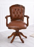 Scaun Chesterfield din lemn mahon cu tapiterie maro MAR147