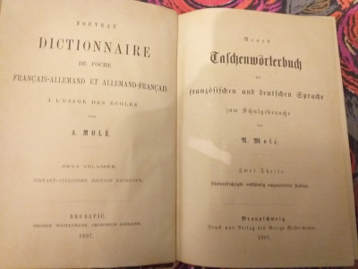 Dictionar Francez- German 1897- Mole foto