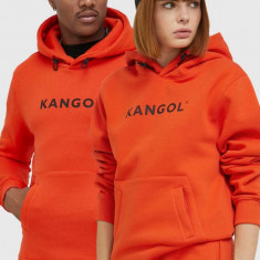 Kangol bluza unisex, culoarea portocaliu, cu glugă, cu imprimeu