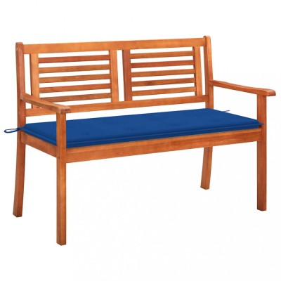 vidaXL Bancă grădină 2 locuri, cu pernă, 120 cm, lemn masiv eucalipt 3060979 foto