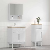 Cumpara ieftin Set de mobilier pentru baie FLORO 2 buc. Alb Lemn de pin masiv