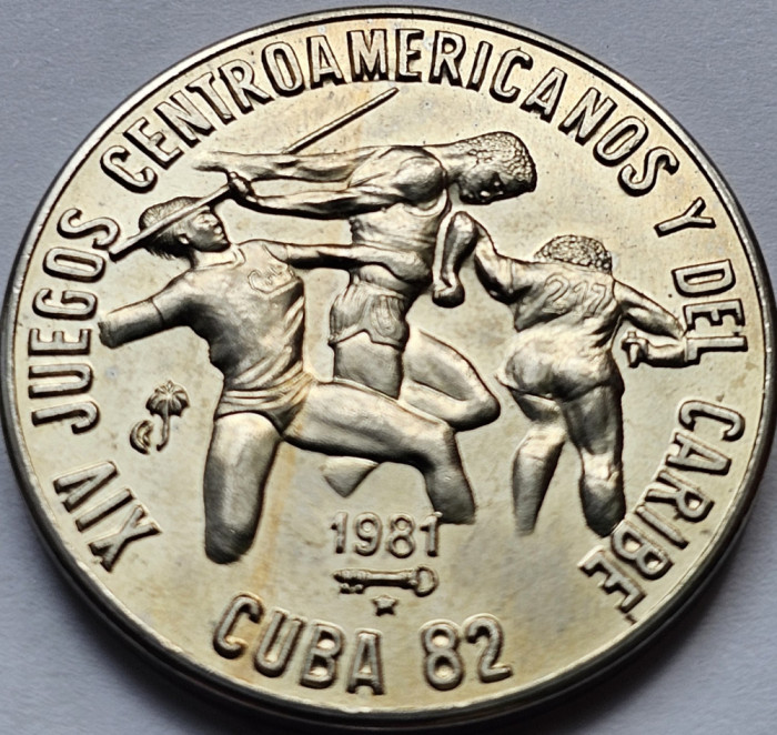 1 Peso 1981 Cuba, Track and Field, Caribbean Games, km#61, 5000 ex.
