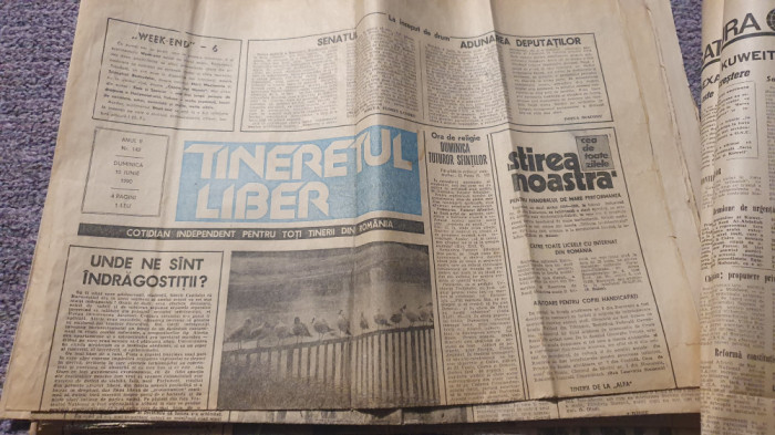 12 ziare Tineretul liber aparute in Mai-Iunie 1990