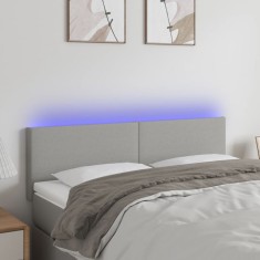 vidaXL Tăblie de pat cu LED, gri deschis, 144x5x78/88 cm, textil 3121330