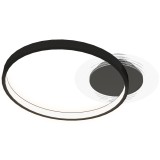 HOMCOM Lampă de tavan LED Modernă de 40W cu 2 Inele și Lumină Reglabilă, Negru | Aosom Romania