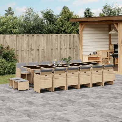 vidaXL Set mobilier grădină cu perne, 17 piese bej combinat poliratan 3210648 foto