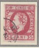 ROMANIA 1871 LP 30 REGELE CAROL I CU BARBA 5 BANI ROSU T6 STAMPILAT