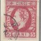 ROMANIA 1871 LP 30 REGELE CAROL I CU BARBA 5 BANI ROSU T6 STAMPILAT