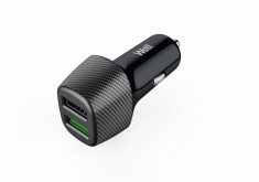 Alimentator USB bricheta auto QuickCharge 2 iesiri 30W negru Well Cod EAN: 5948636038354 foto