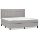 Cumpara ieftin Pat box spring cu saltea, gri deschis, 200x200 cm, textil