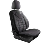 Set Huse Scaune Auto pentru Volvo XC60 - Panda Toronto, tip Alcantara, cu fermoare pentru bancheta rabatabila, negru gri, 11 piese