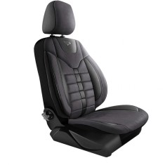 Set Huse Scaune Auto pentru Volvo V60 - Panda Toronto, tip Alcantara, cu fermoare pentru bancheta rabatabila, negru gri, 11 piese