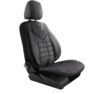 Set Huse Scaune Auto pentru Volvo C30 - Panda Toronto, tip Alcantara, cu fermoare pentru bancheta rabatabila, negru gri, 11 piese foto