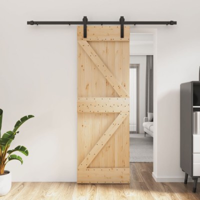 Ușă glisantă cu set de feronerie 70x210 cm, lemn masiv de pin foto