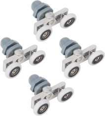 Set 4 role pentru usa glisanta dus, Jormftte, Sticla, 23mm, Gri/Alb