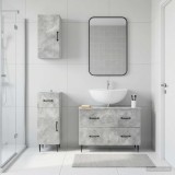 Cumpara ieftin Set de cabinet pentru baie cu 3 piese HAARLEM Gri Beton