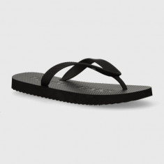 Tommy Jeans slapi TJW LOGO FLIP FLOP femei, culoarea negru, cu toc plat, EN0EN02447