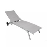 Cumpara ieftin Sezlong plaja, cu spatar reglabil, structura metal, gri-SPM5
